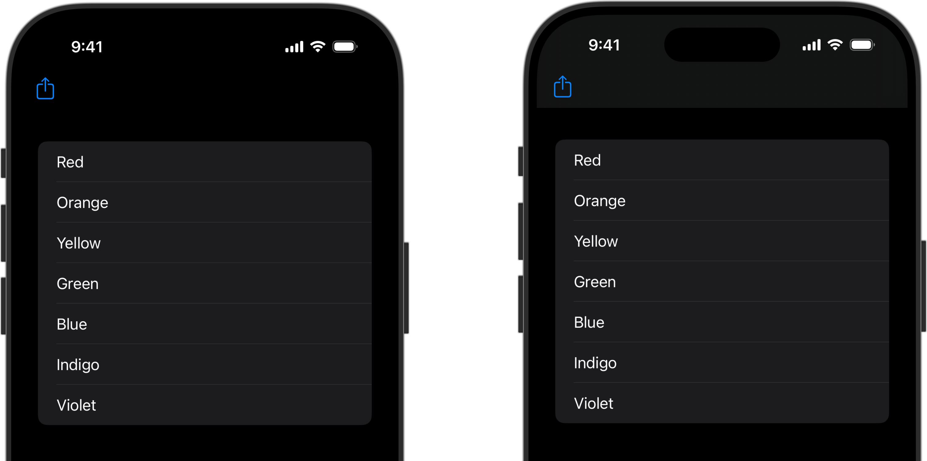 Before and after shot showing a transparent nav bar and an opaque one