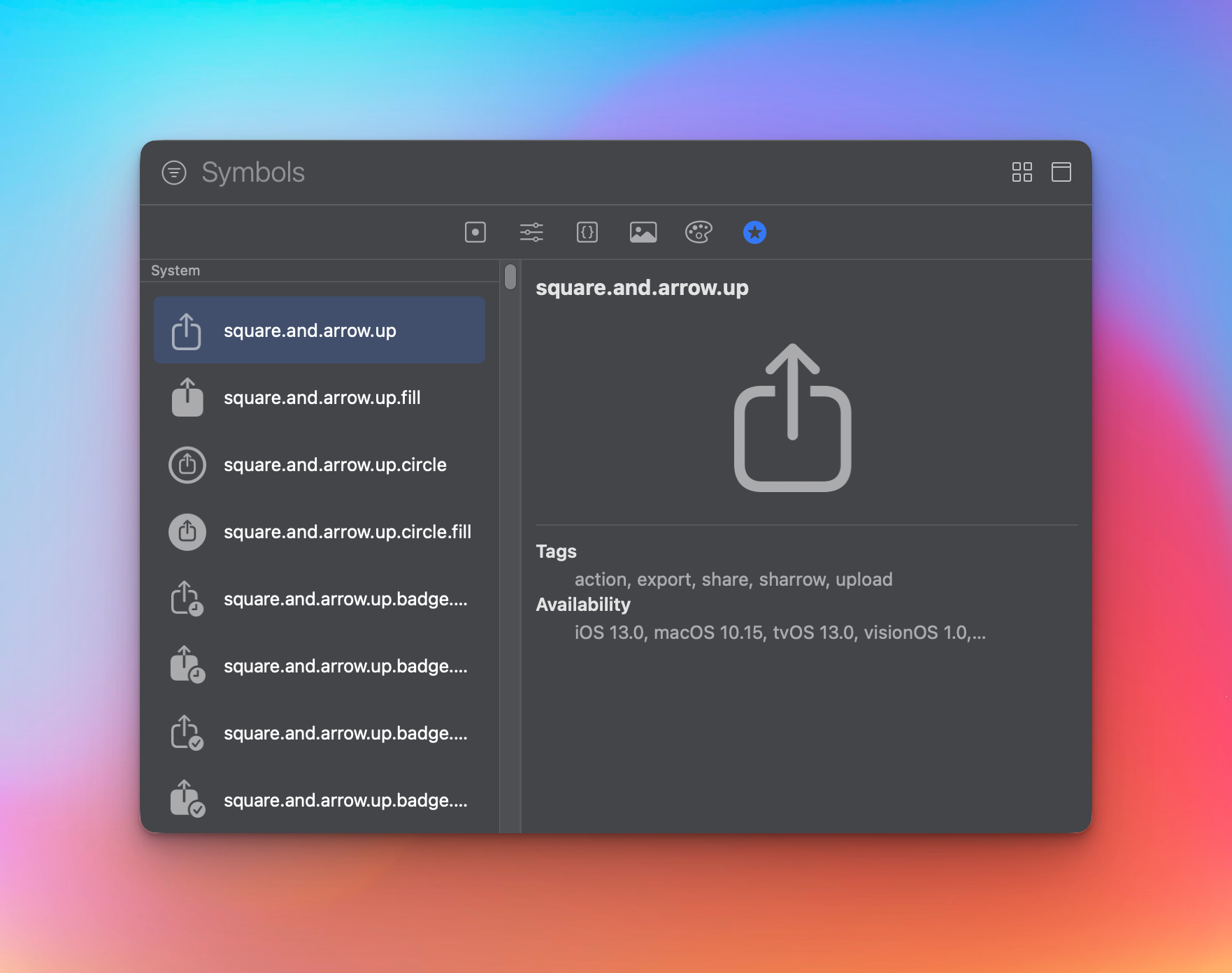 Search SF Symbols in Xcode